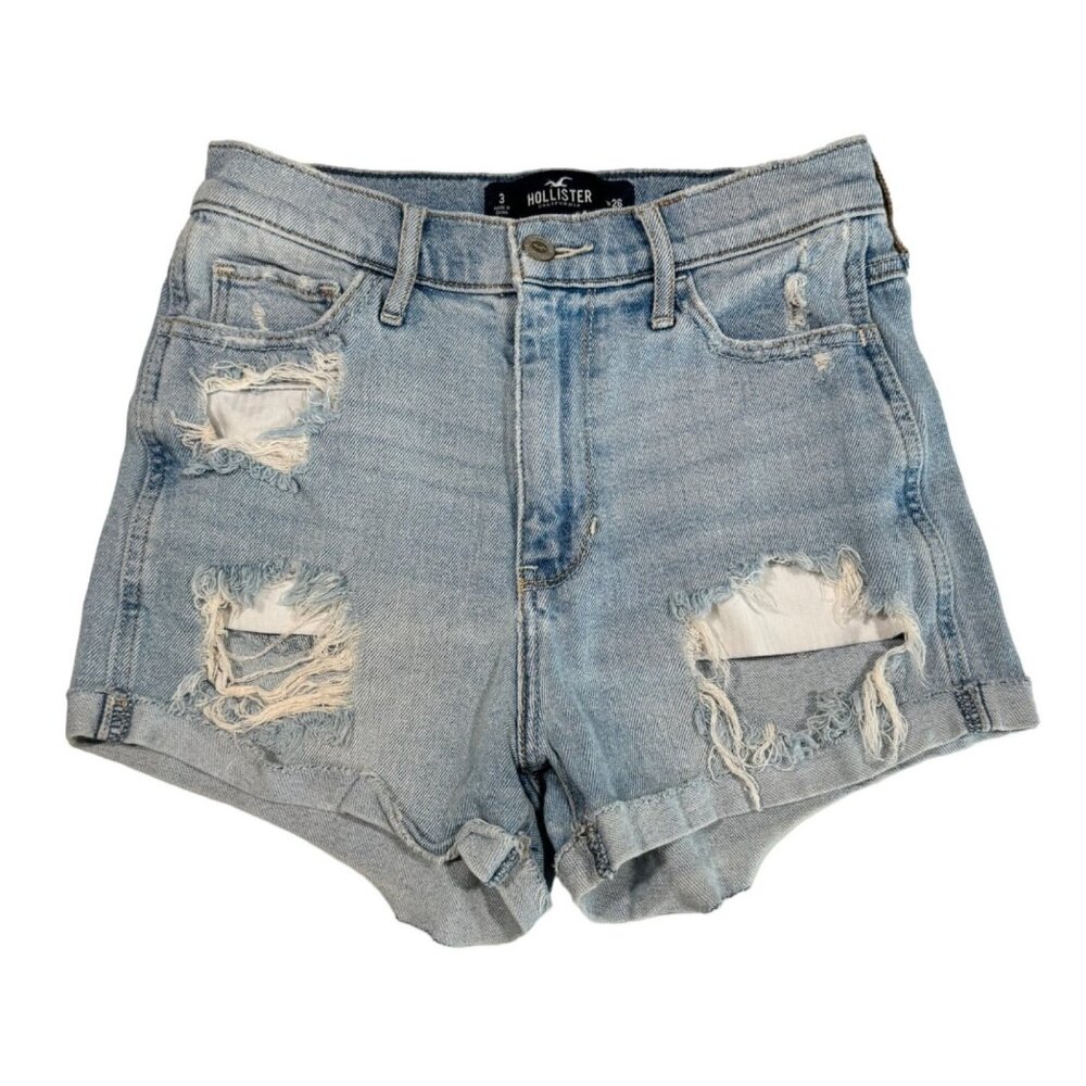 Hollister ultra high rise short short vintage stretch light was distressed sz 26